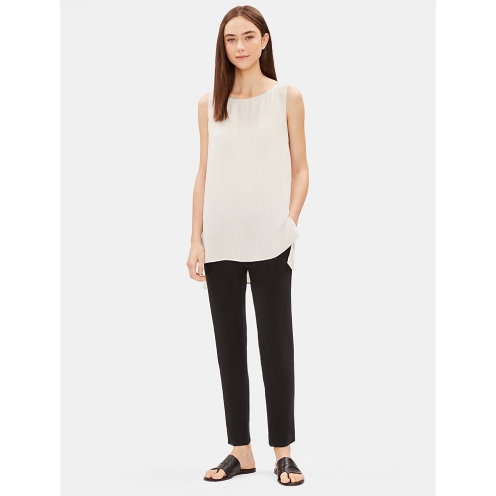 Eileen Fisher Silk Georgette Crepe Slouchy Ankle Pant Size PM